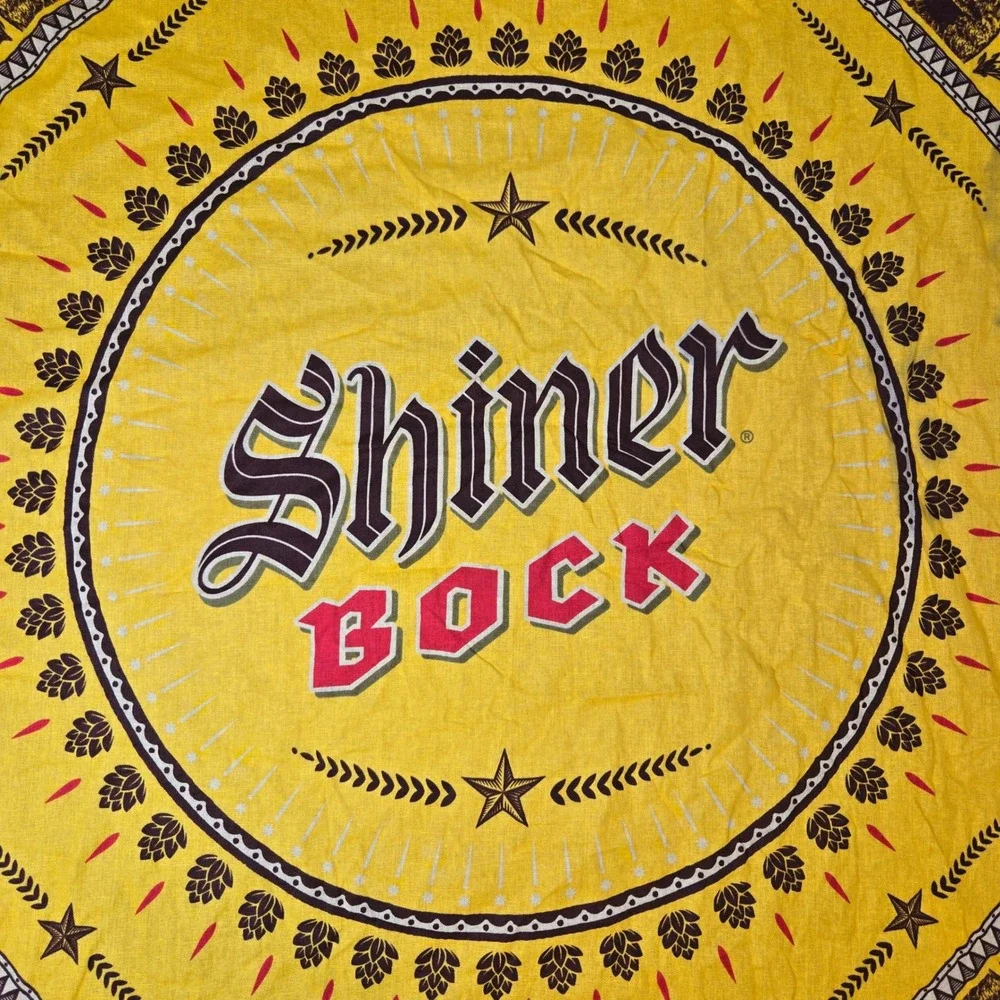 Shiner Bock Bandana Yellow Brewery Logo Ram Hops Graphic Neckerchief 21x21